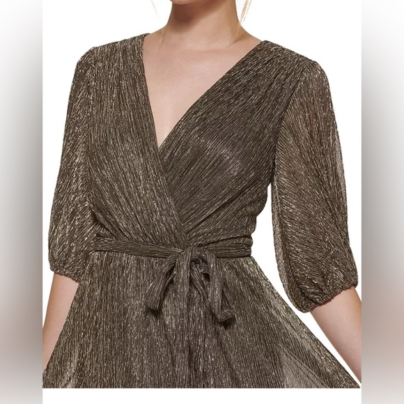 Eliza J Metallic Faux-Wrap Formal Dress - Picture 4 of 15